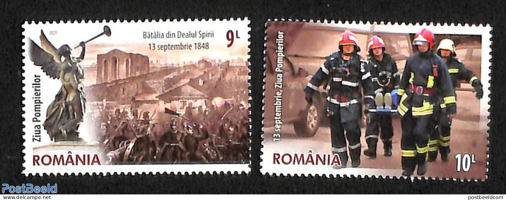 Romania 2023 Fire Fighters Day 2v, Mint NH, Transport - Fire Fighters & Prevention - Nuovi