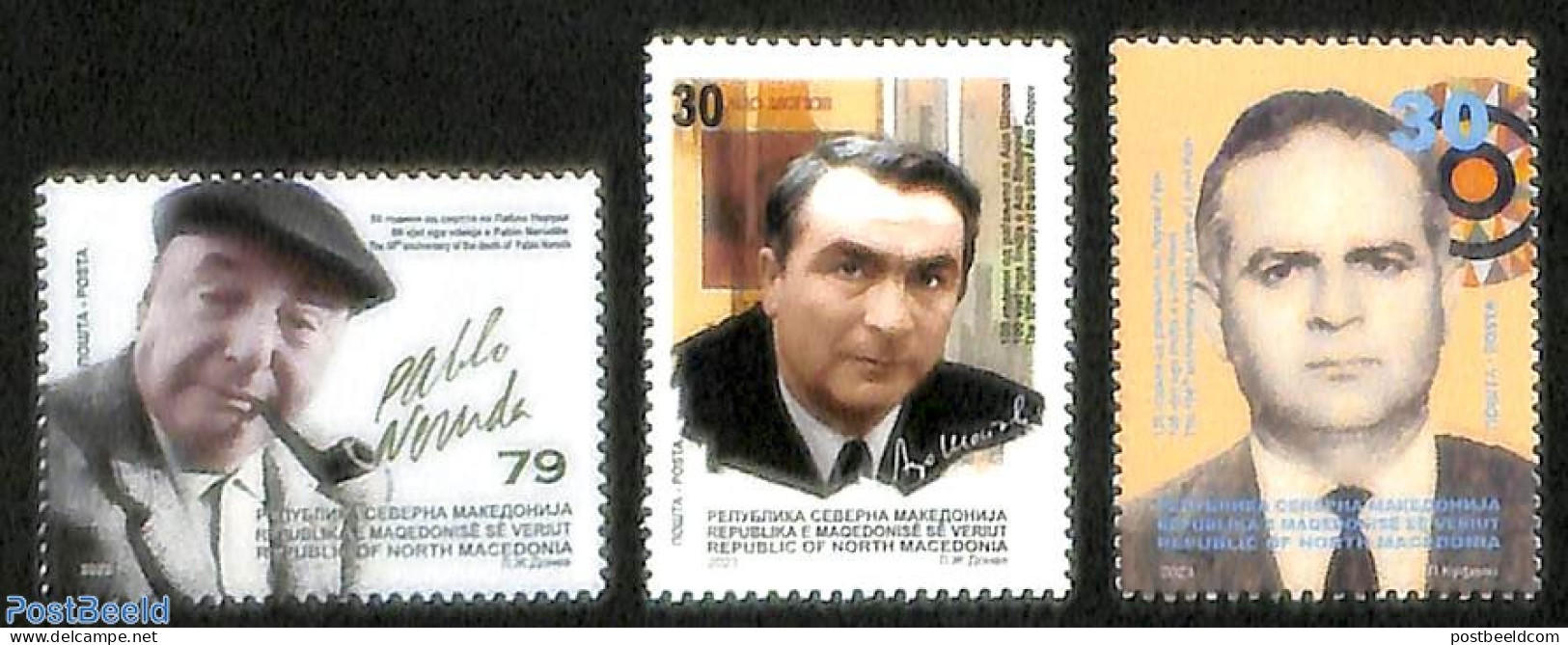 North Macedonia 2023 Writers 3v, Mint NH, Art - Authors - Schriftsteller