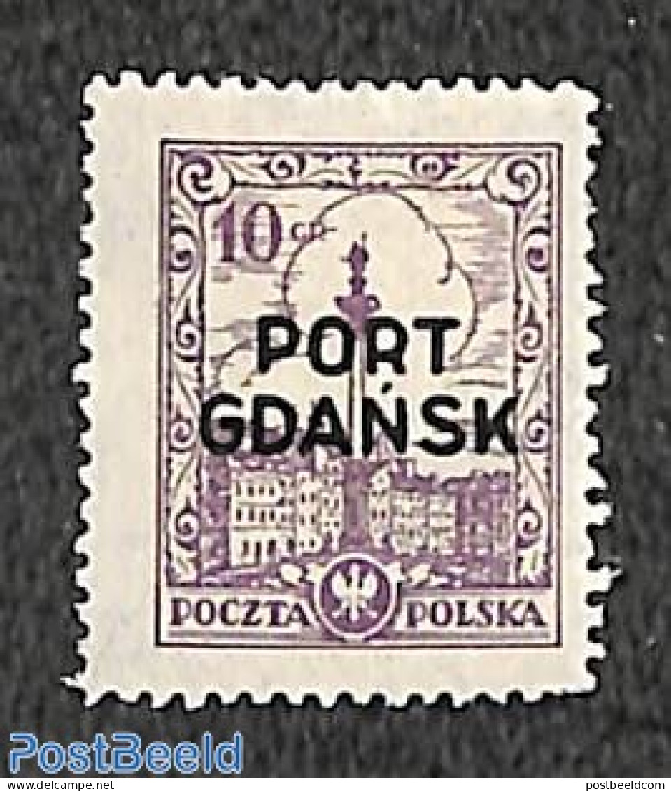Poland 1926 10Gr, PORT GDANSK Small Overprint , Stamp Out Of Set, Unused (hinged) - Ongebruikt