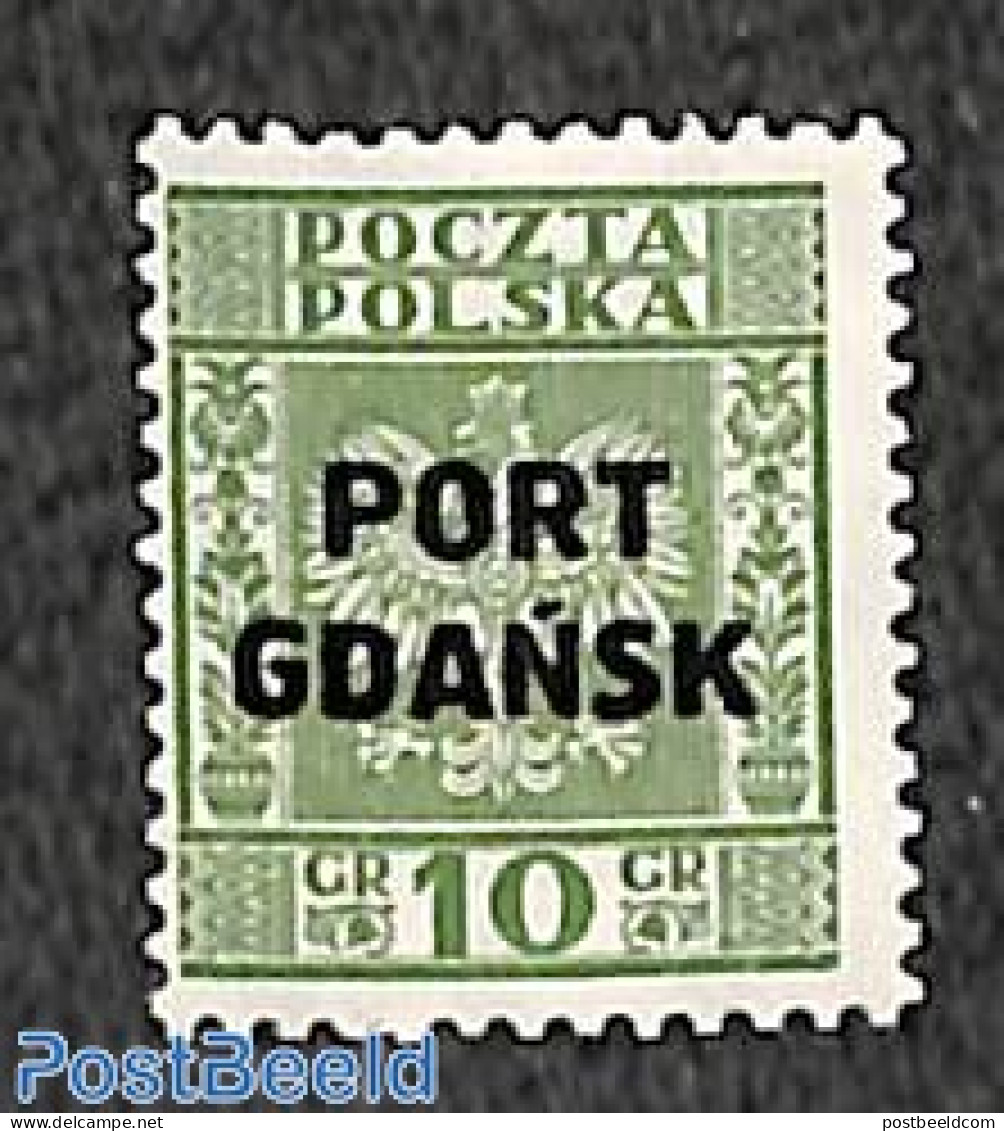 Poland 1934 10Gr, PORT GDANSK Overprint, Stamp Out Of Set, Unused (hinged) - Unused Stamps
