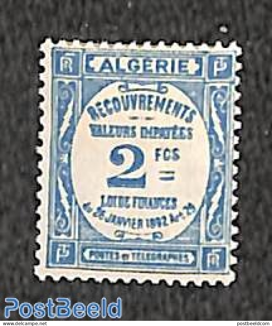 Algeria 1927 2Fr, Postage Due, Stamp Out Of Set, Unused (hinged) - Andere & Zonder Classificatie