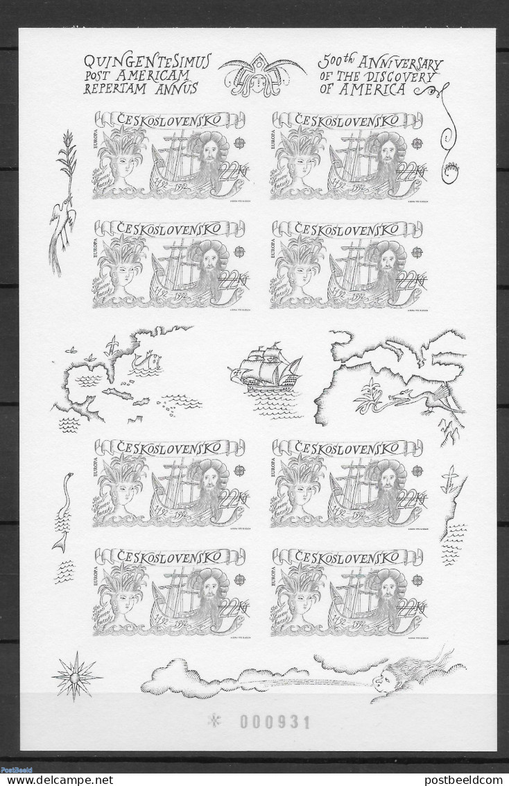 Czechoslovkia 1992 Special Sheet., Black Print., Mint NH - Other & Unclassified