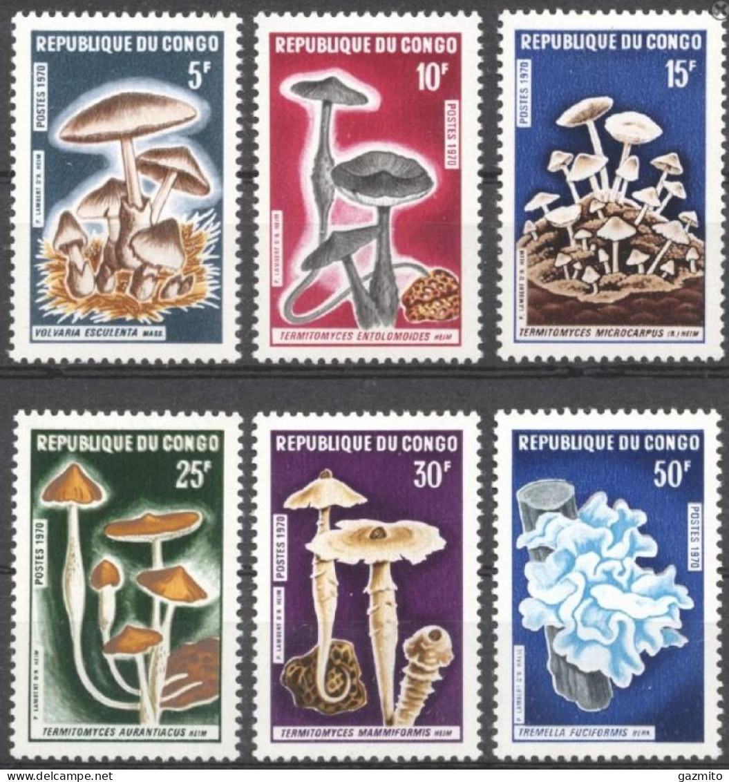 Congo Brazaville 1970, Mushrooms, 6val - Pilze