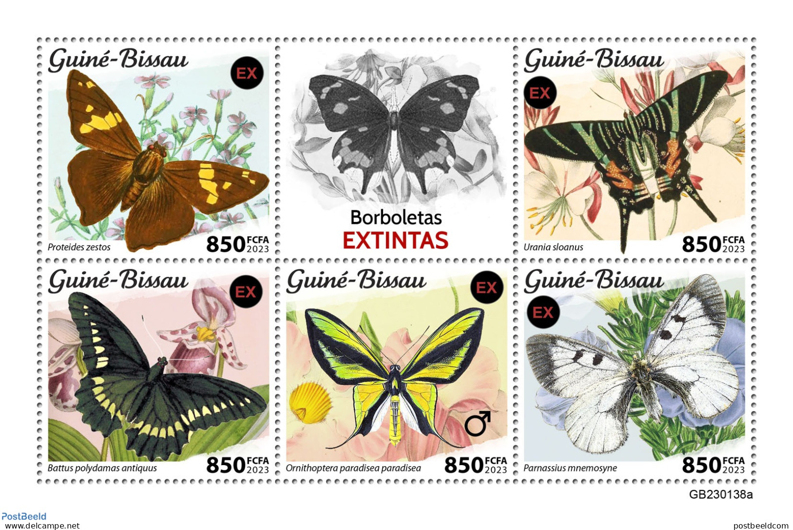 Guinea Bissau 2023 Extinct Butterflies, Mint NH, Nature - Butterflies - Guinea-Bissau