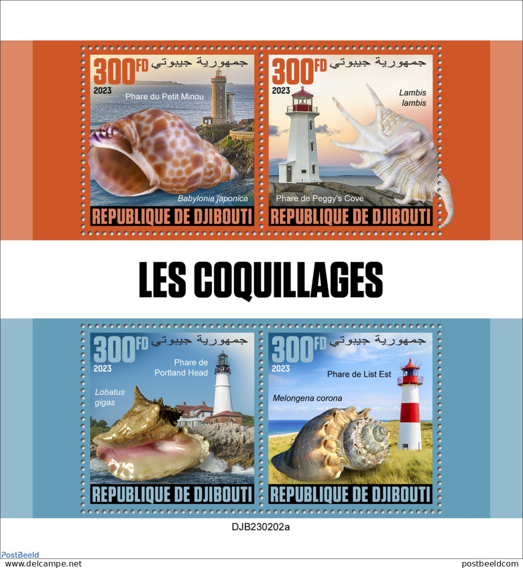 Djibouti 2023 Shells, Mint NH, Nature - Various - Shells & Crustaceans - Lighthouses & Safety At Sea - Maritiem Leven