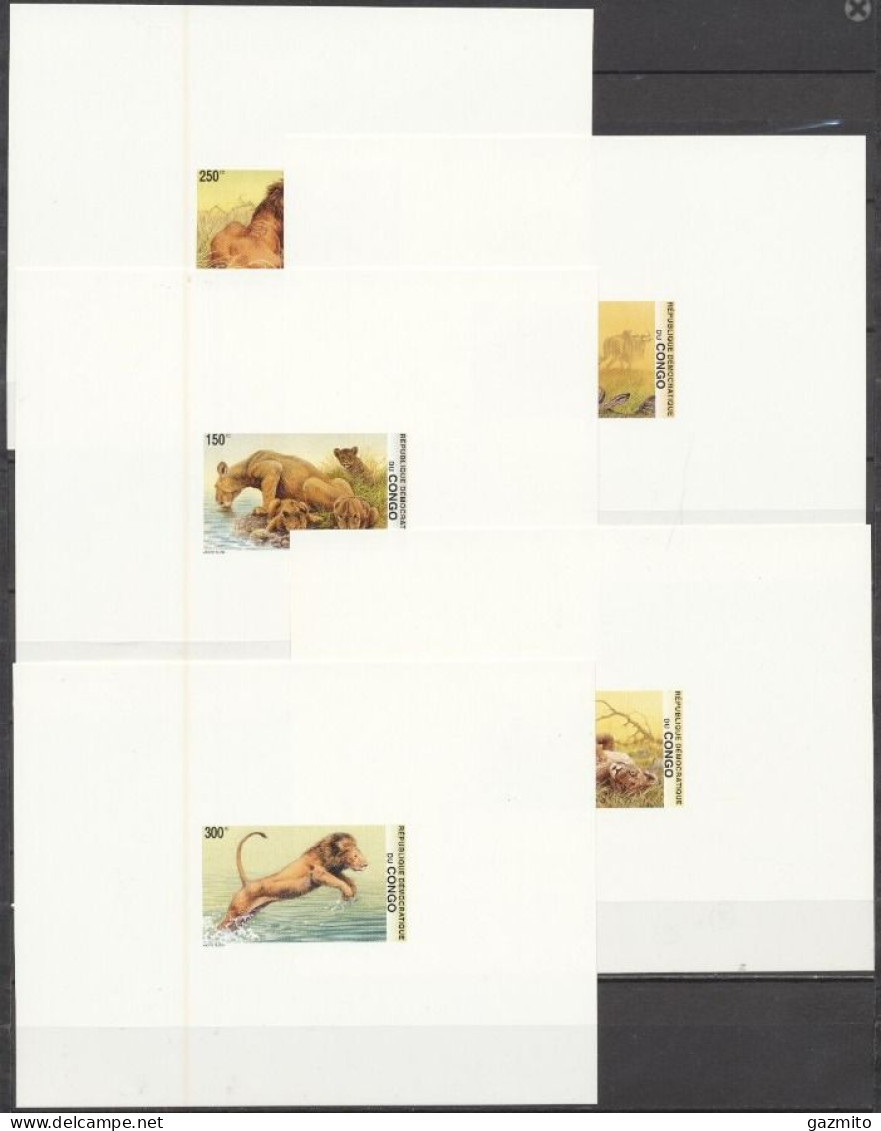 Congo Brazaville 1967, Lions, 5Block COLOUR PROOFS - Big Cats (cats Of Prey)