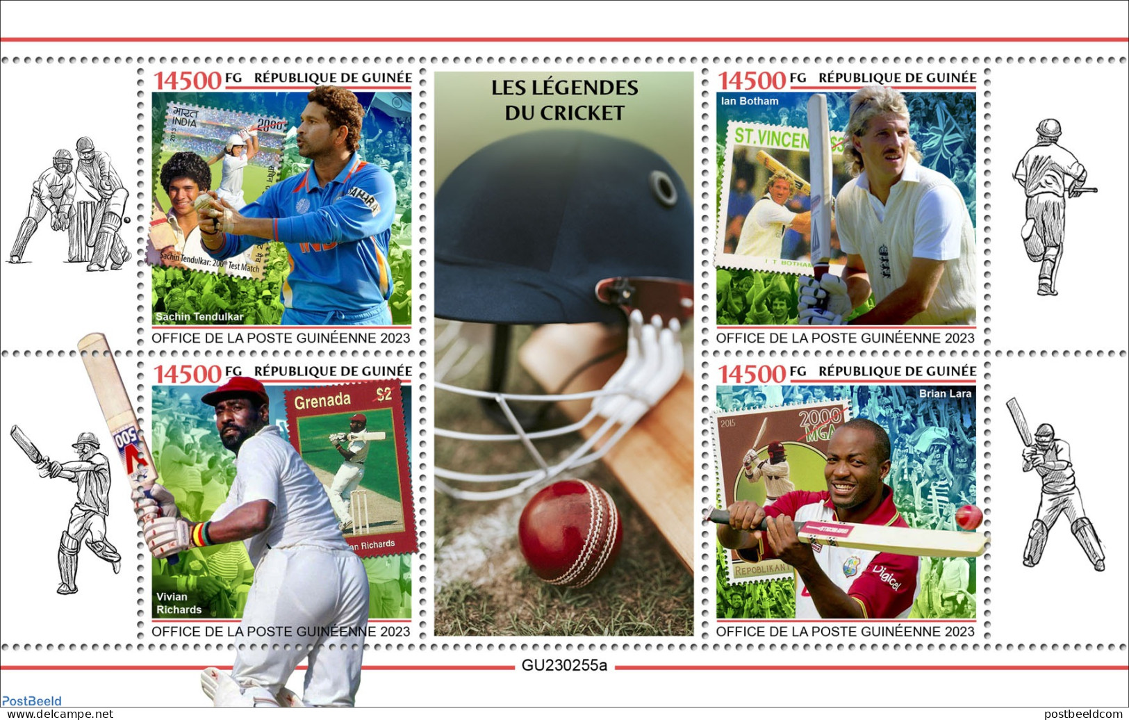 Guinea, Republic 2023 Legends Of Cricket, Mint NH, Sport - Cricket - Cricket