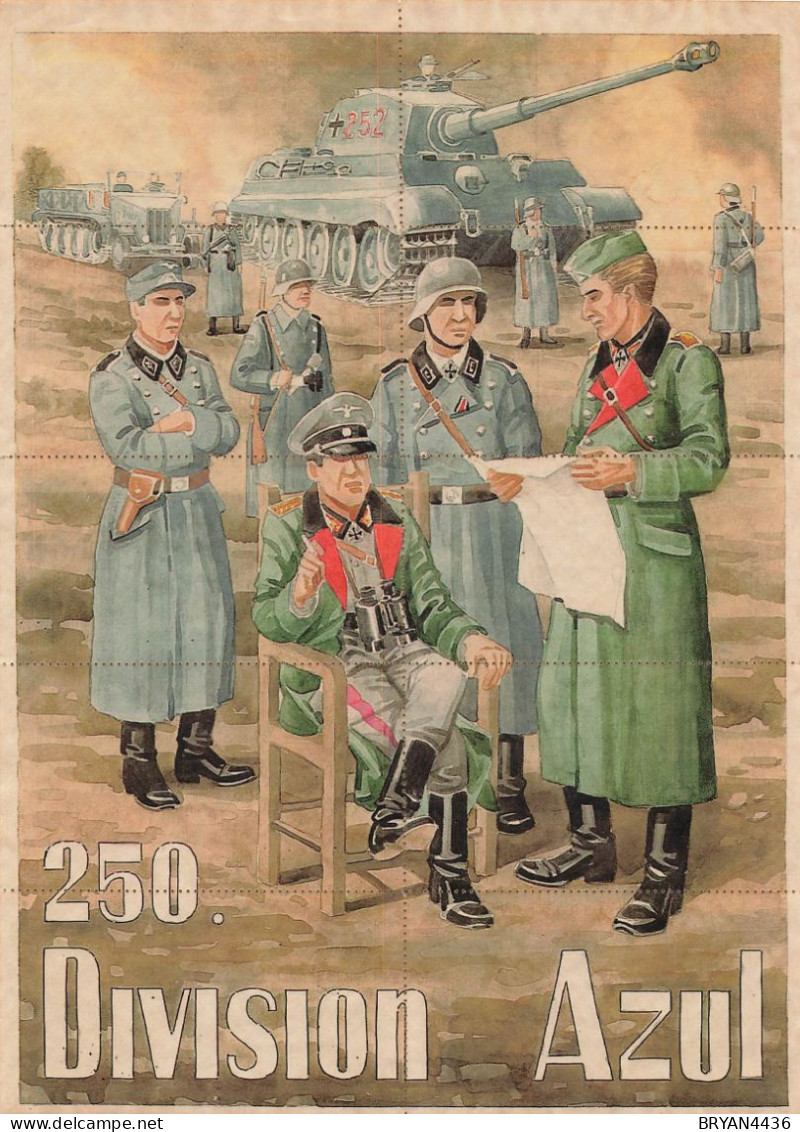 DIVISION AZUL - 1944 - RARE BLOC COMPLET -10 "VIGNETTES BON Pour Un REPAS"- AIDE SOCIALE GUERRE - CUIDAD REAL - Historische Documenten