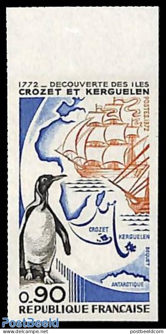 France 1972 Crozet Islands 1v, Imperforated, Mint NH, History - Nature - Transport - Explorers - Birds - Penguins - Sh.. - Nuevos