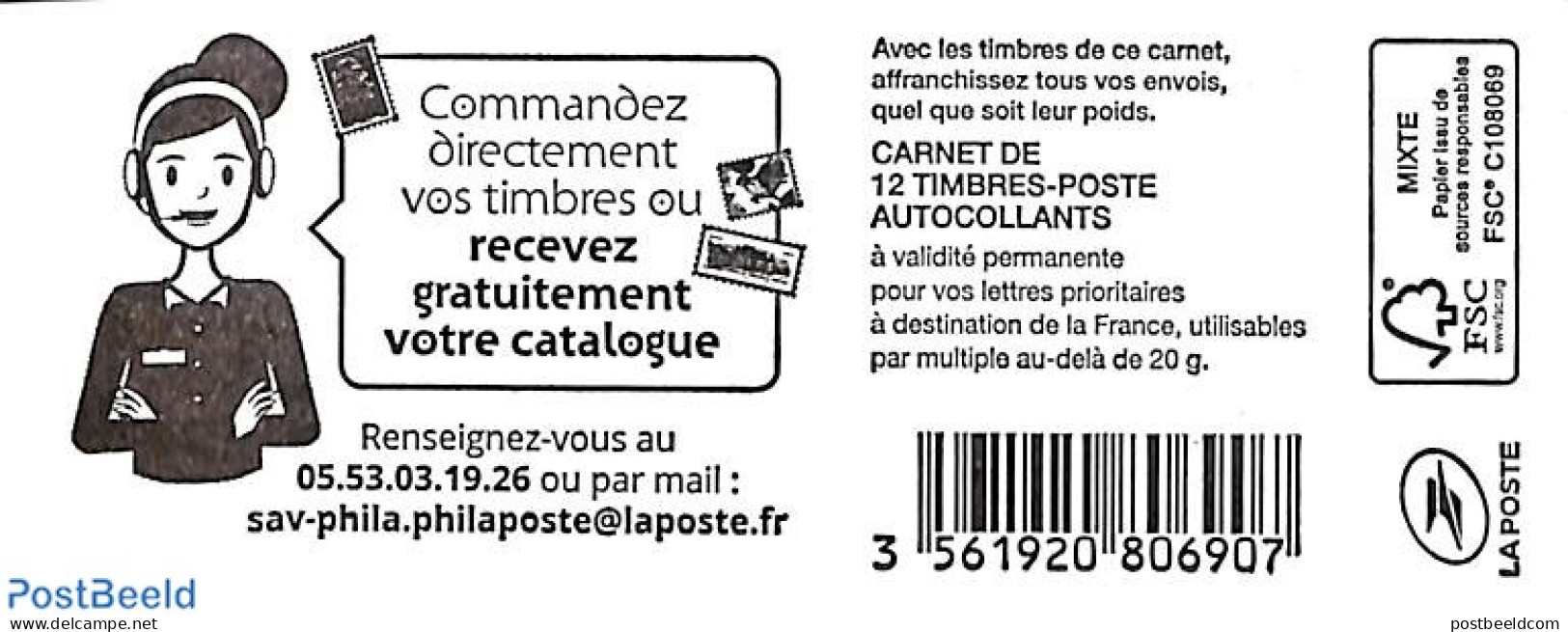 France 2019 Definitives Booklet S-a, Mint NH, Stamp Booklets - Unused Stamps