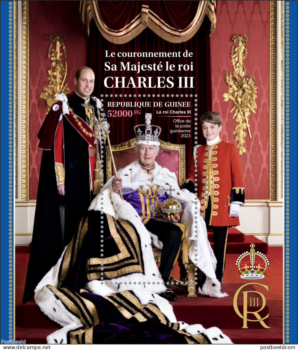 Guinea, Republic 2023 Coronation Of Charles III, Mint NH, History - Charles & Diana - Kings & Queens (Royalty) - Royalties, Royals