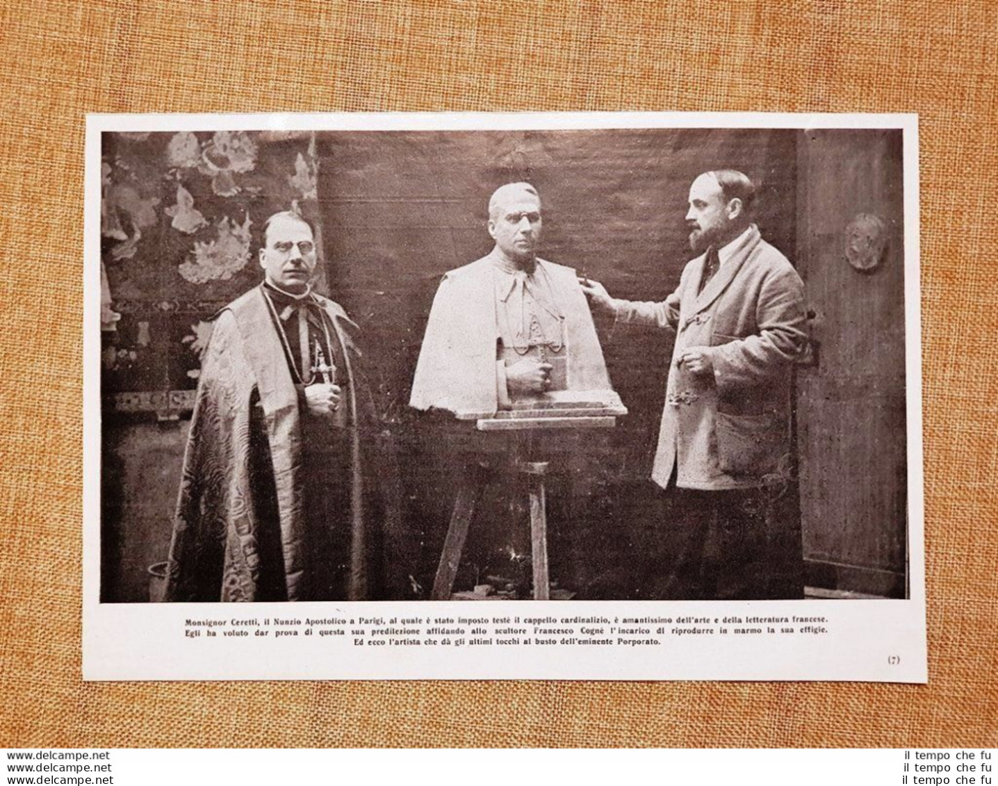 Monsignor Ceretti Nel 1926 Mentre Posa Per Proprio Busto Dello Scultore F. Cogné - Other & Unclassified