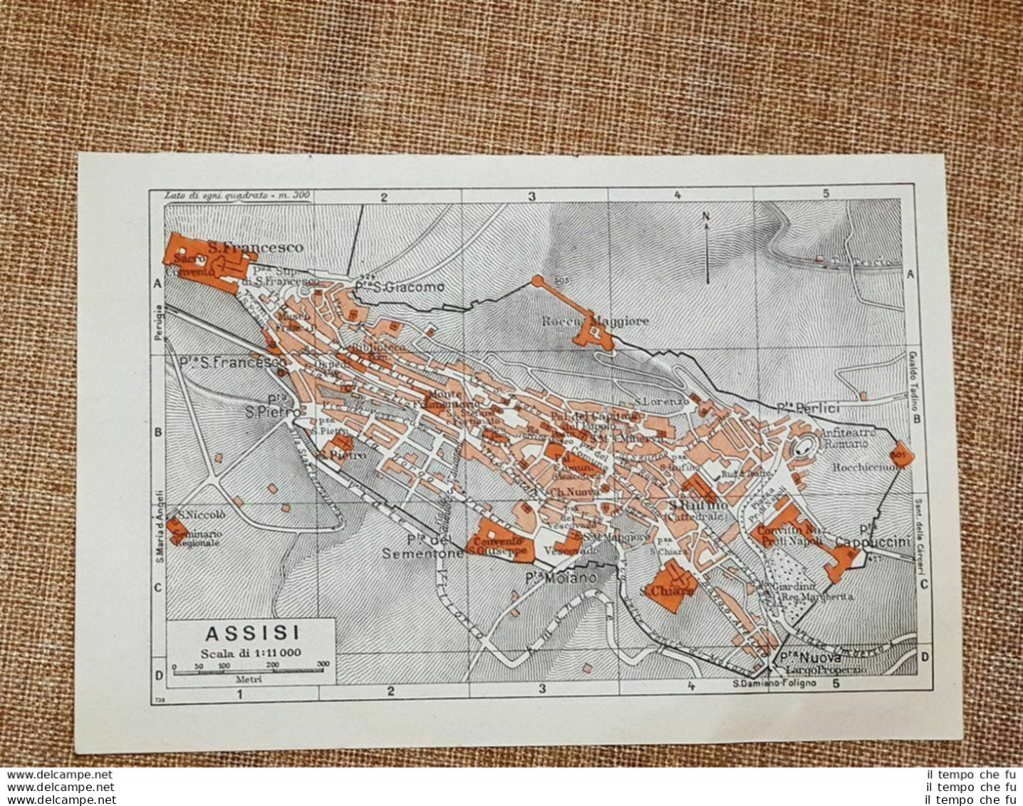 Carta Geografica, Pianta O Piantina Del 1939 La Città Di Assisi Umbria T.C.I. - Mapas Geográficas