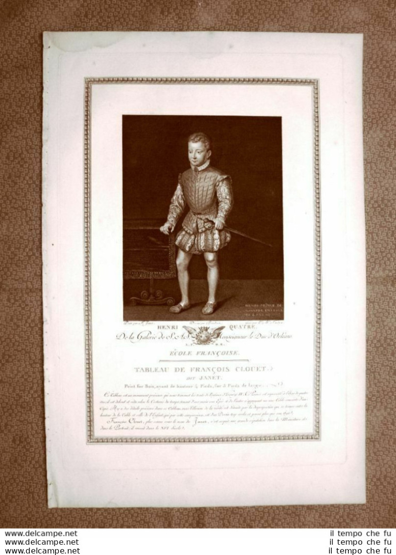 Enrico O Henri IV Acquaforte Del 1786 F. Clouet Detto Janet Sardieu - Estampes & Gravures