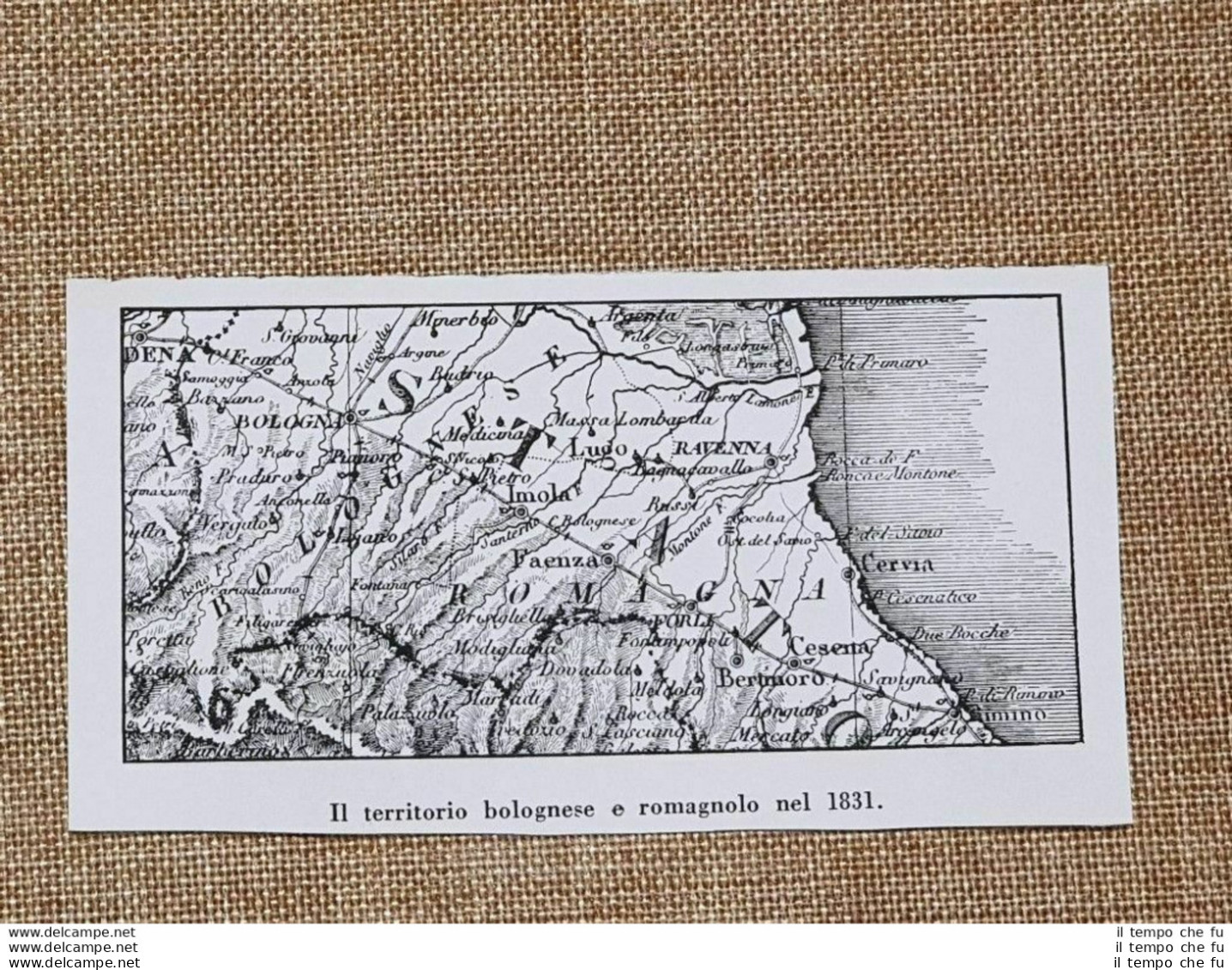 Carta Geografica O Mappa Del Territorio Di Bologna E Romagnolo Nel 1831 - Sonstige & Ohne Zuordnung