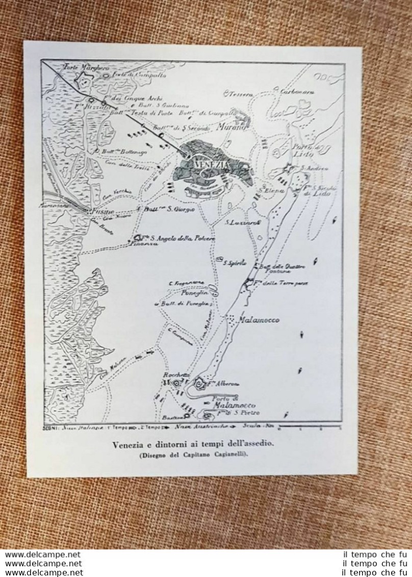Carta O Mappa Di Venezia E Dintorni Ai Tempi Dell'assedio Del 1848 - Other & Unclassified