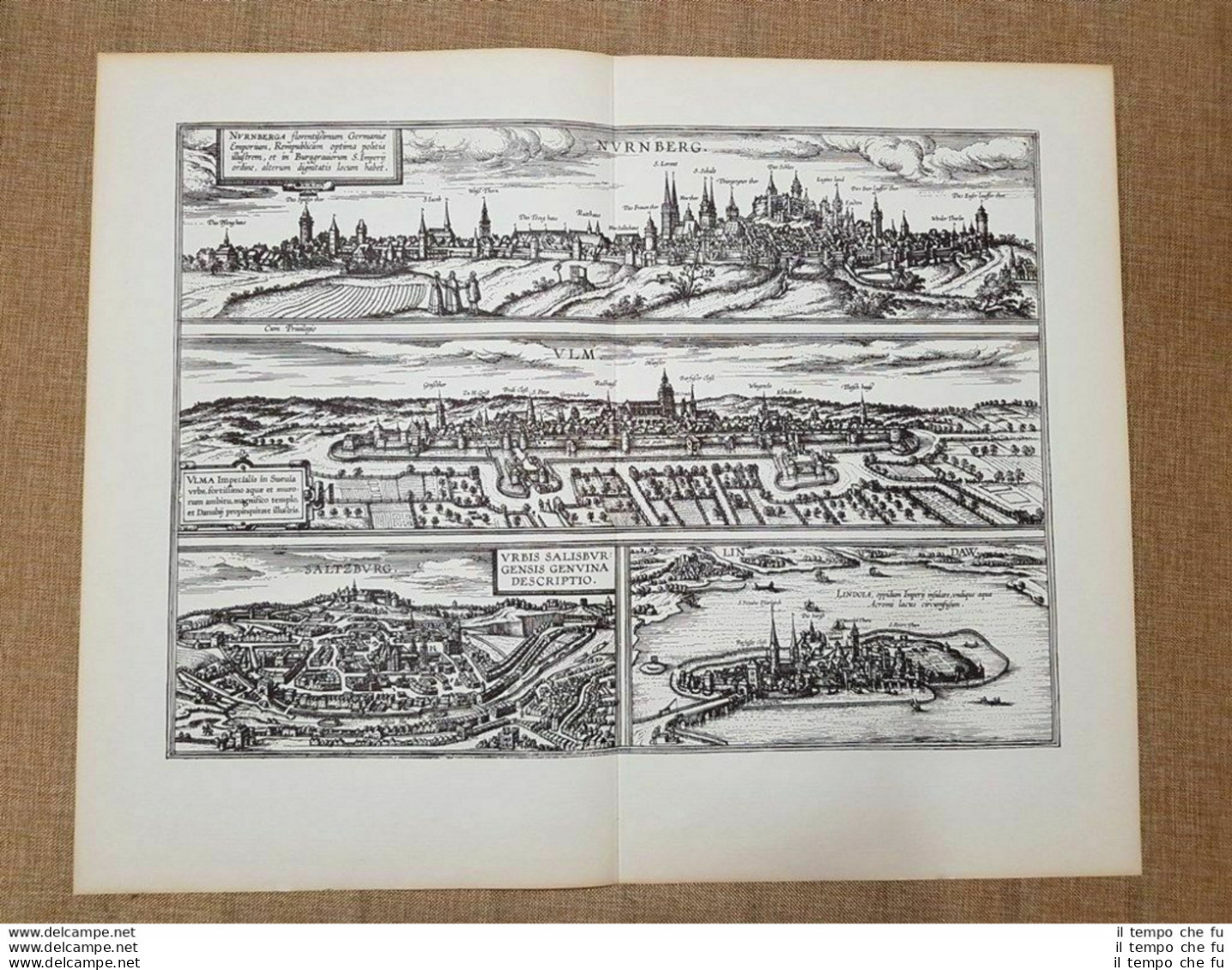 Vedute Norimberga Ulma Salisburgo Lindoia Georg Braun E Frans Hogenberg Ristampa - Geographical Maps