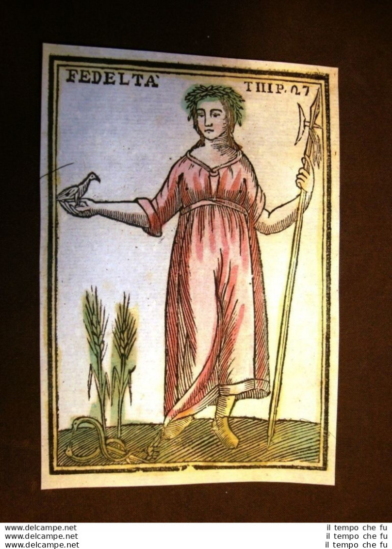 Era Hera Dea Fedeltà Settecentina Acquerellata A Mano Del 1785 Andre Declaustre - Prenten & Gravure