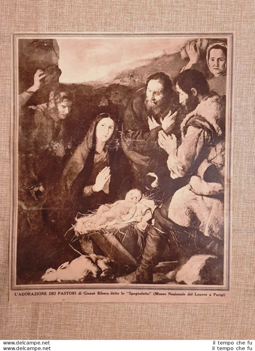 L'adorazione Dei Pastori Giosuè Ribera Spagnoletto Louvre Parigi Stampa Del 1925 - Other & Unclassified