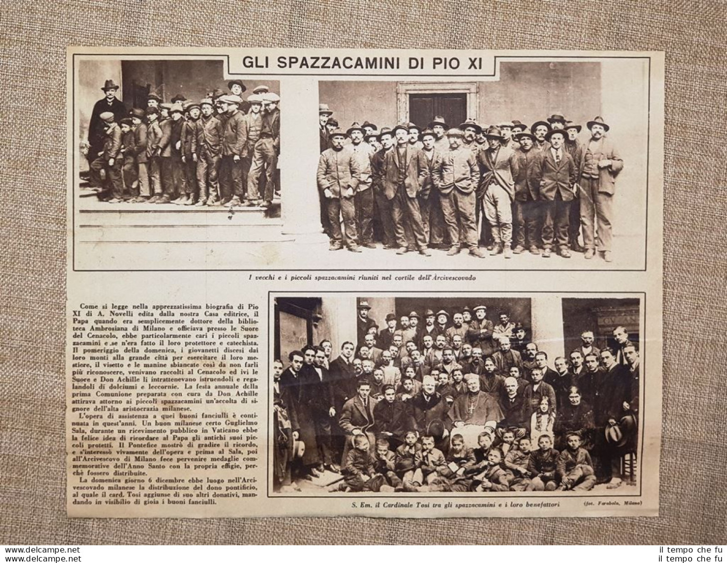 Nell'Arcivescovado Di Milano Nel 1925 Gli Spazzacamini Di Papa Pio XI - Other & Unclassified