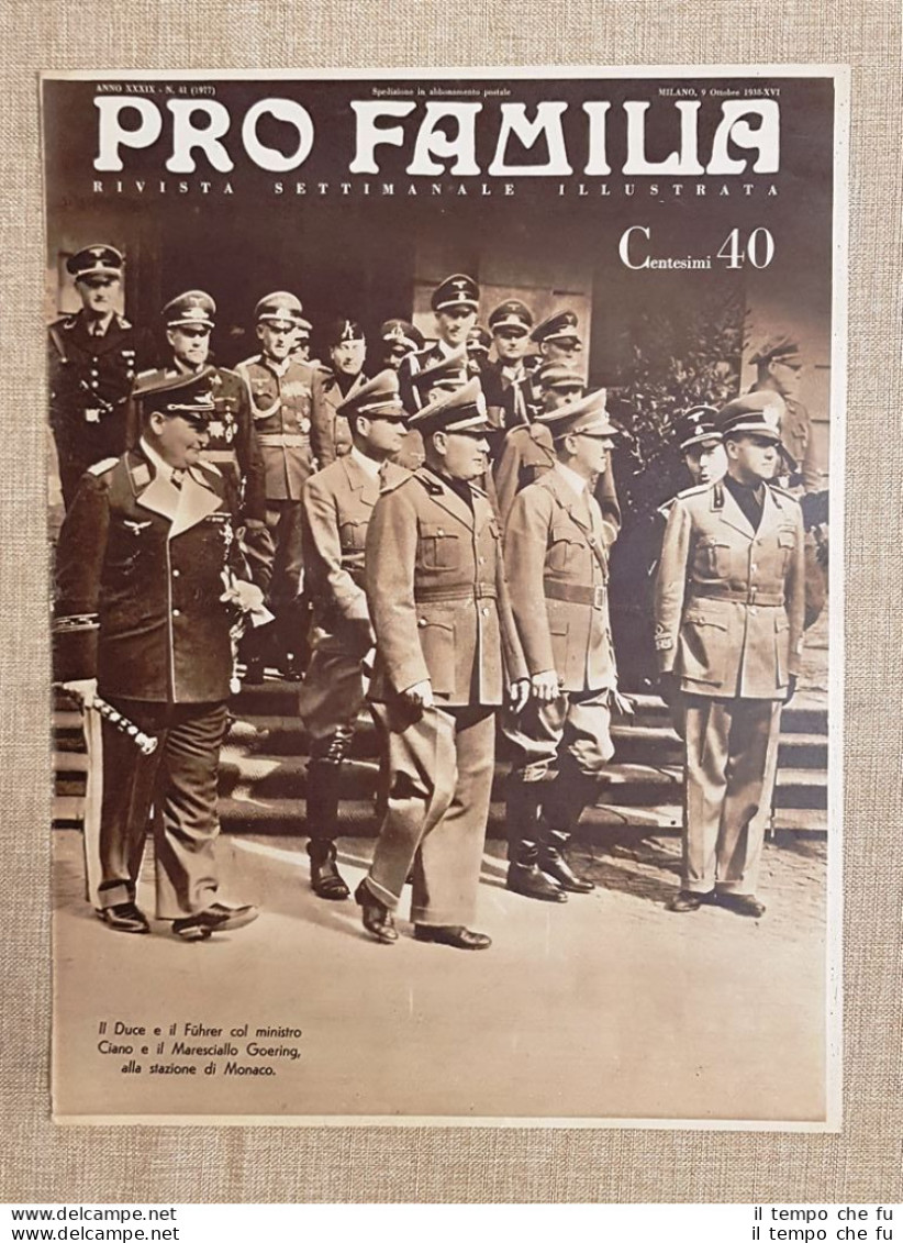 Copertina Pro Familia Del 1938 Monaco Mussolini Fuhrer Hitler Ciano E Goering - Autres & Non Classés