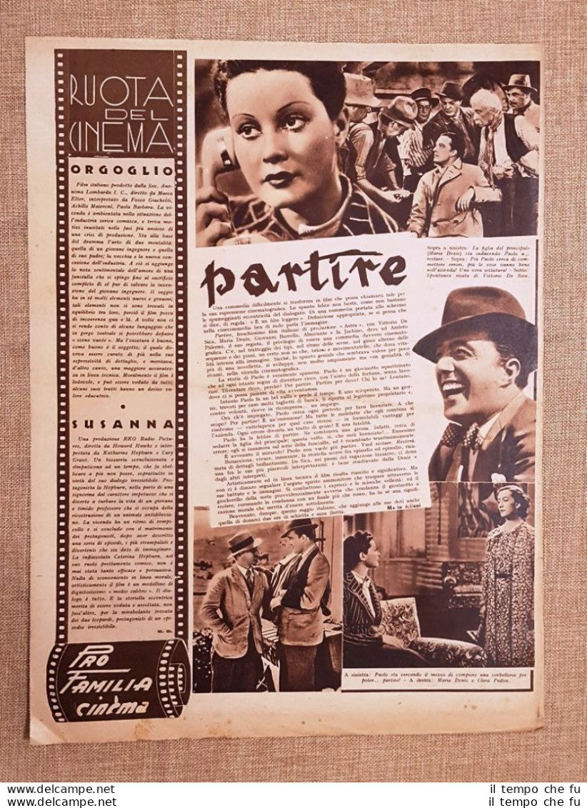 Film Partire Orgoglio Susanna Illustrazione Di Cinema Anno 1938 - Otros & Sin Clasificación