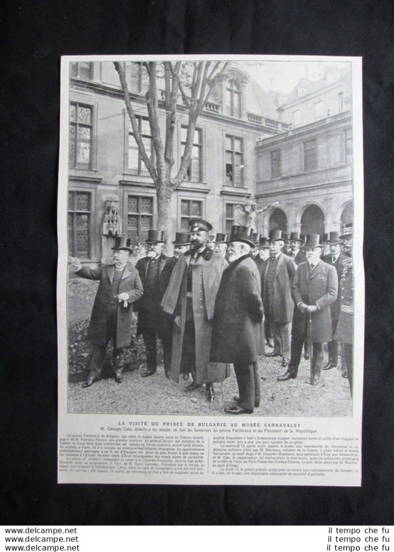 Ferdinando Principe Di Bulgaria Al Museo Carnavalet Di Parigi Stampa Del 1905 - Other & Unclassified