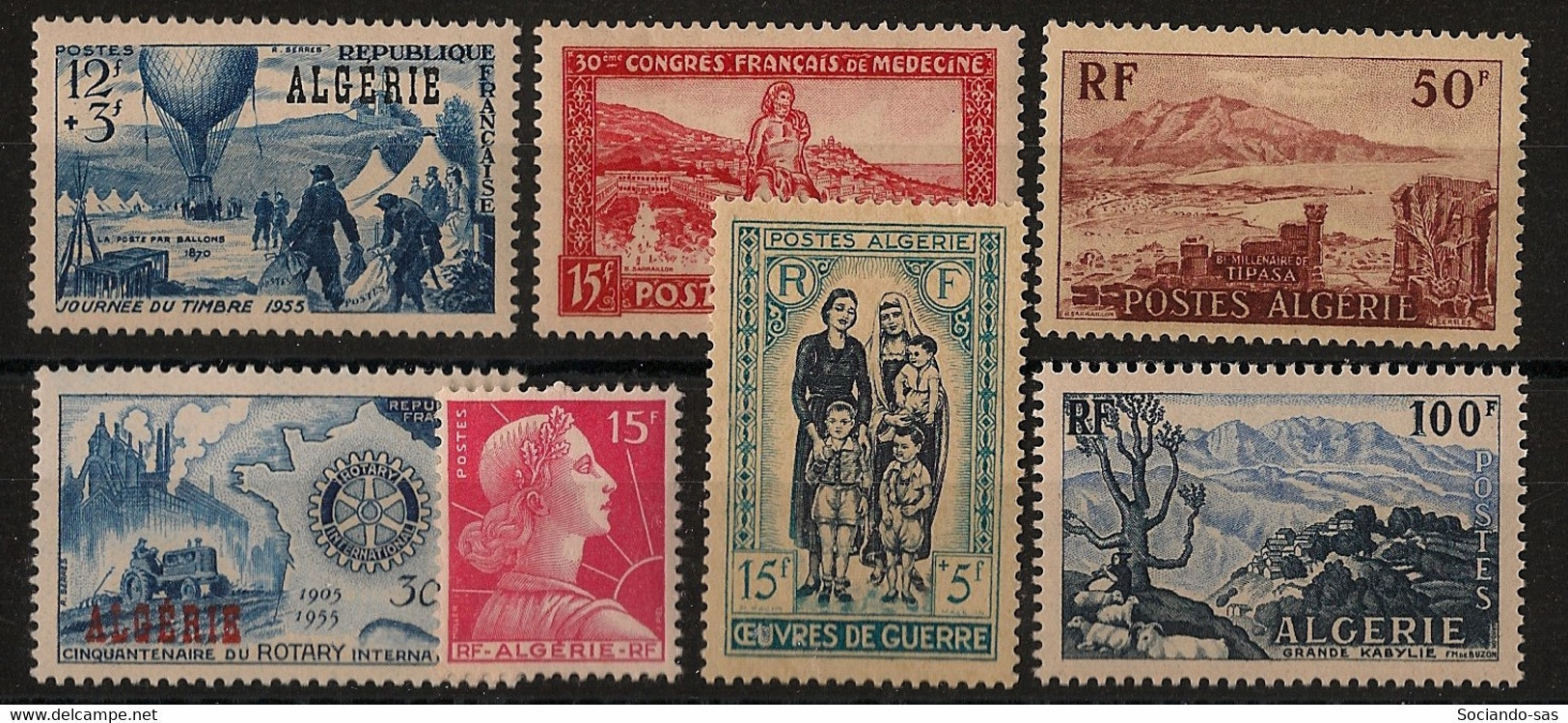 ALGERIE - Année Complète 1955 - N°YT. 325 à 331 - Complet 7 Valeurs - Neuf Luxe ** / MNH / Postfrisch - Full Years