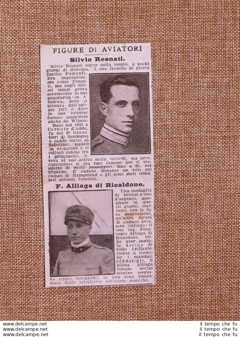 Caduti Del 1918 Aviatori Silvio Resnati E F.Alliga Di Ricaldone WW1 Guerra - Autres & Non Classés