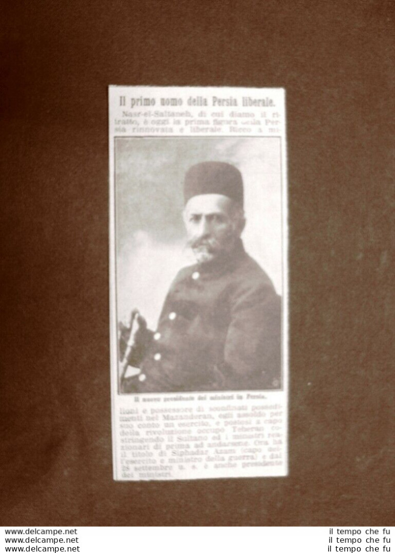 Nasr El Saltaneh Nel 1909 Presidente Dei Ministri In Persia - Other & Unclassified