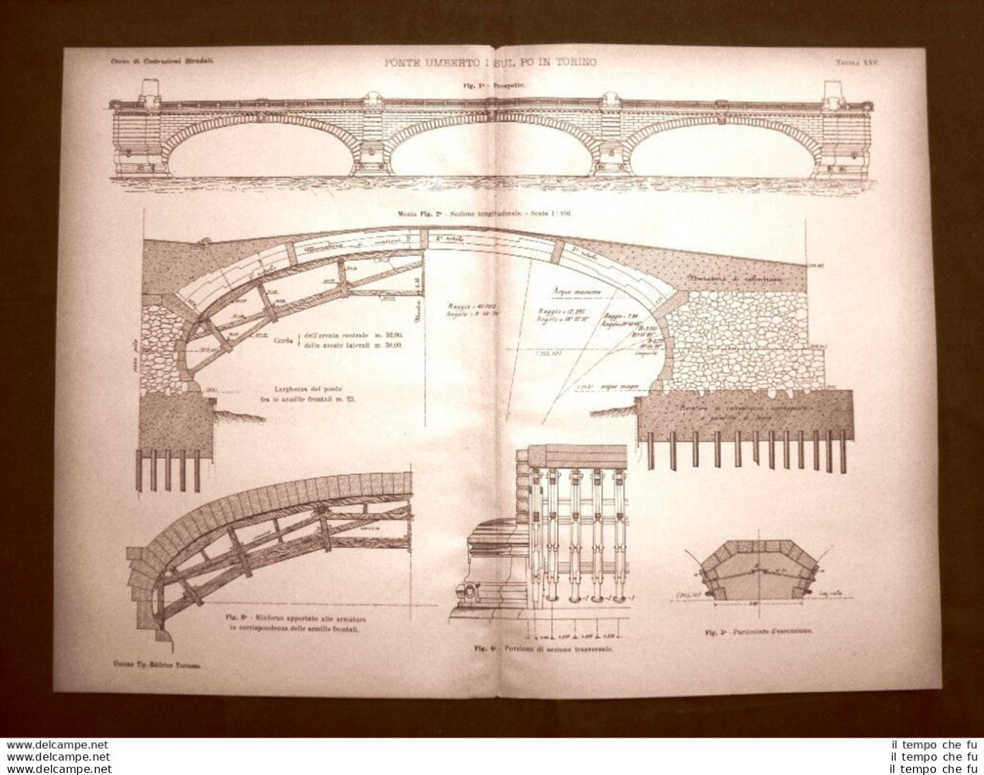 Tavola Dei Primi 900 Il Ponte Umberto Sul Po In Torino Piemonte Vittorio Baggi - Other & Unclassified