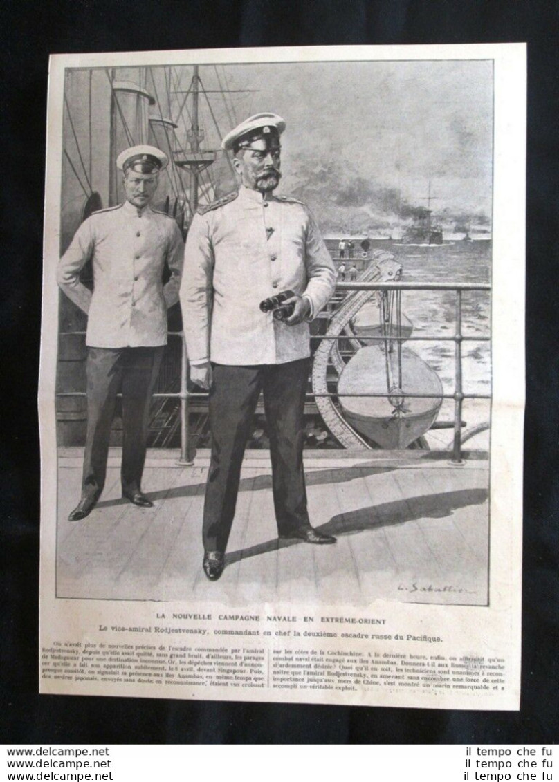 Campagna Navale In Estremo Oriente:vice Ammiraglio Rodjestvensky Stampa Del 1905 - Autres & Non Classés