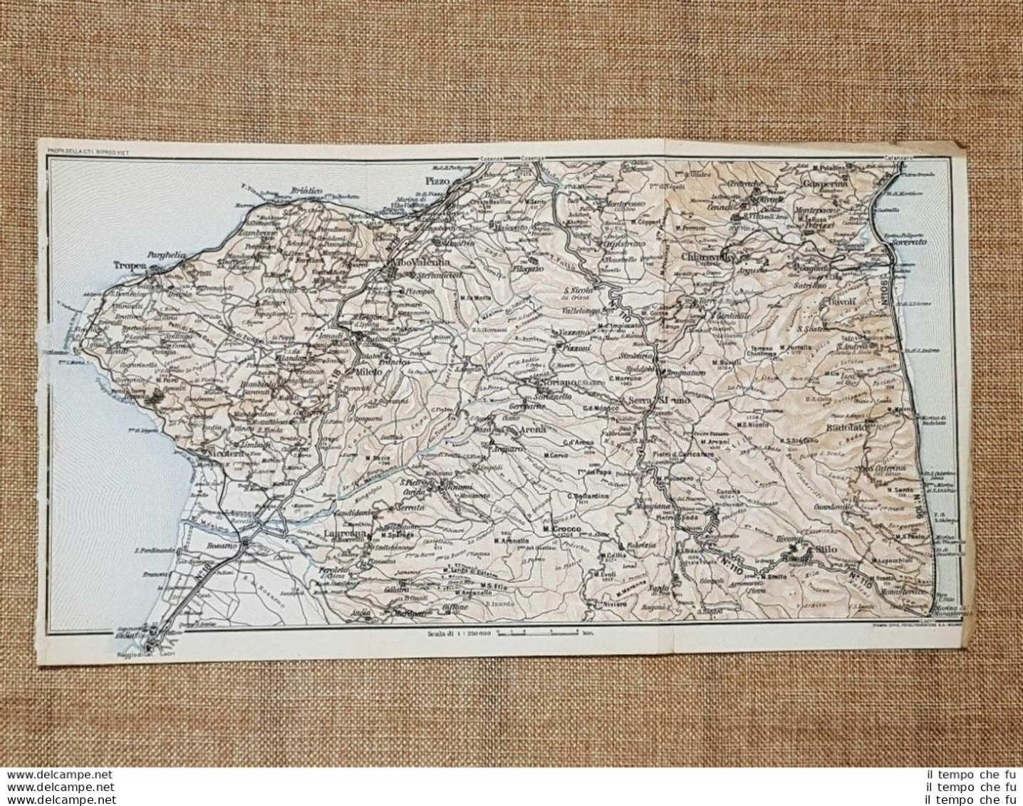 Carta Geografica O Mappa Del 1937 Pizzo Tropea Soverato Laureana Calabria T.C.I. - Landkarten