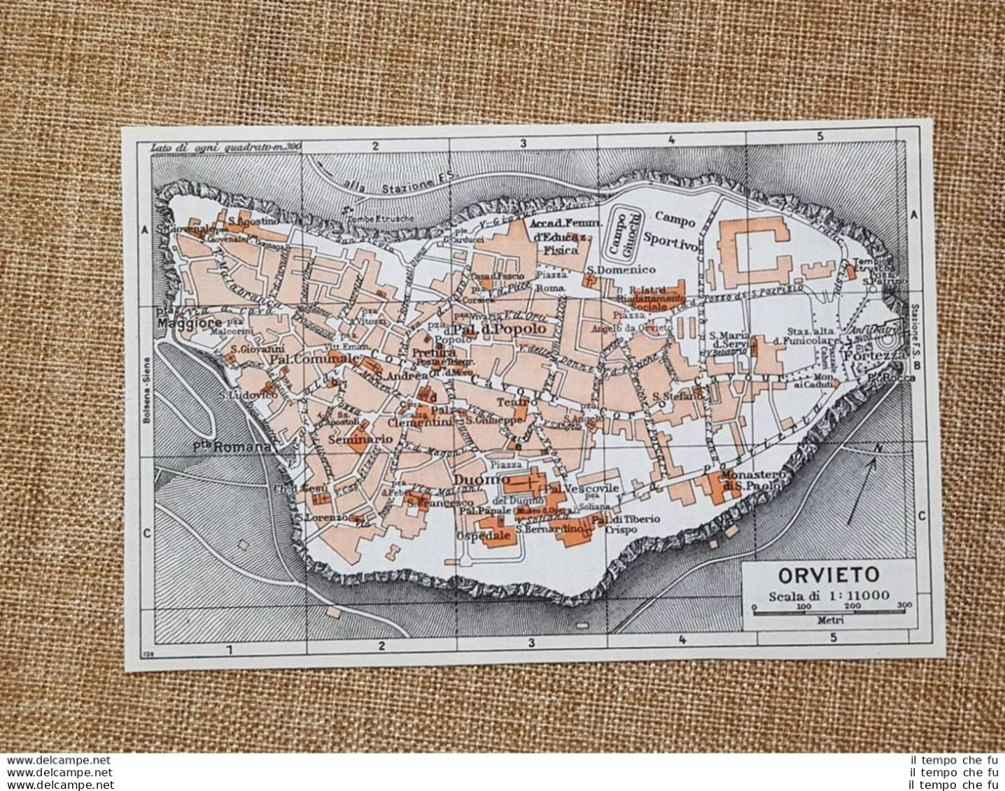 Pianta O Piantina Del 1939 La Città Di Orvieto Umbria T.C.I. - Cartes Géographiques