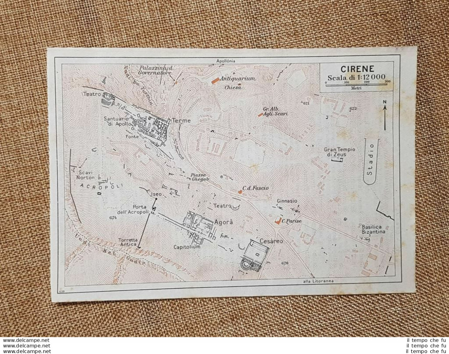 Carta Geografica O Cartina Del 1940 Città Di Cirene Al-Jabal Al-Akhdar Libia TCI - Geographische Kaarten