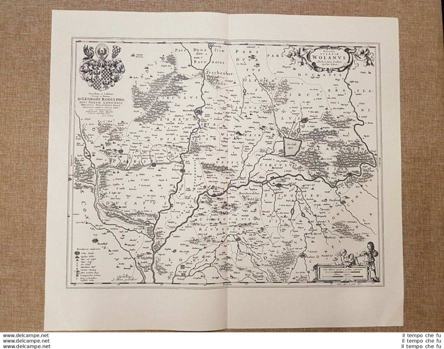 Carta Geografica O Mappa Ducatus Silesiae Wolanus Anno 1596 Di Blaeu Ristampa - Geographische Kaarten
