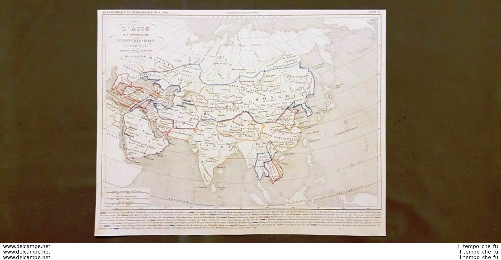 Asia All'epoca Di Tchinghiz-Khan Nel  1226 D.C. Carta Geografica Del 1859 Houze - Cartes Géographiques