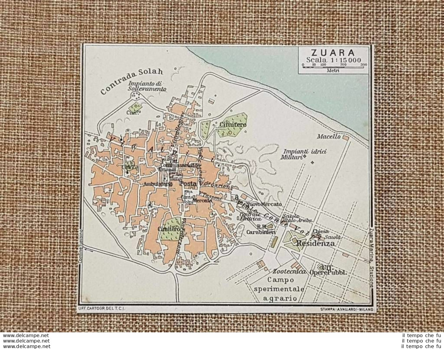 Pianta O Piantina Del 1929 Zuara Tripolitania Libia Touring Club Italiano - Geographical Maps