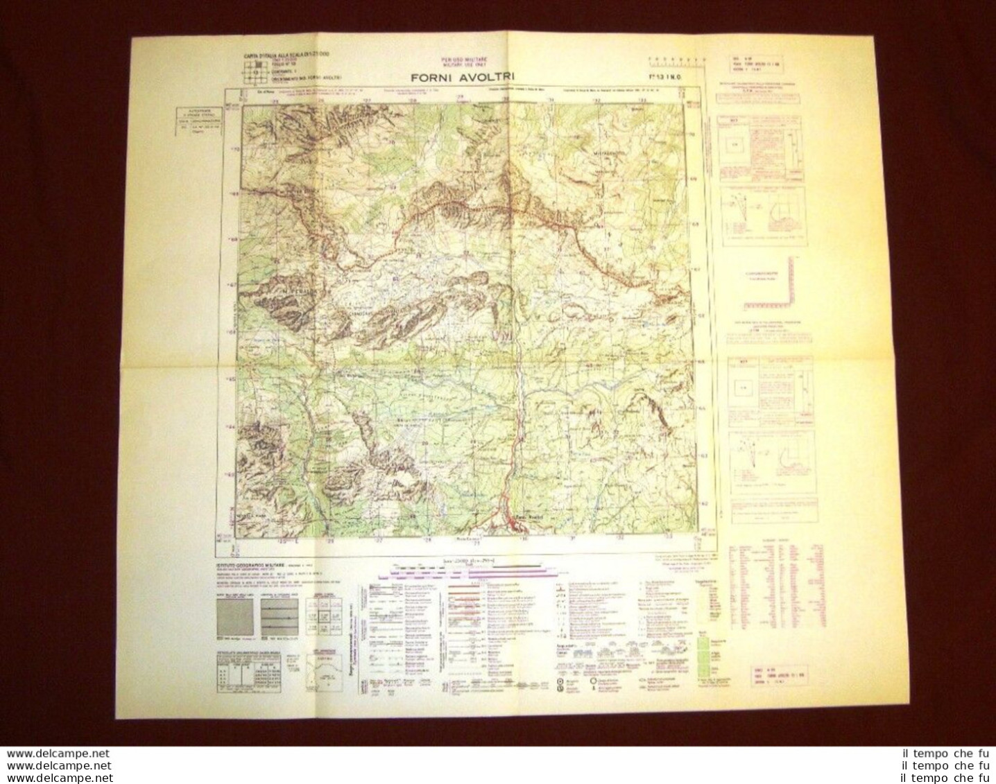 Grande Carta Topografica Forni Avoltri Udine Friuli Dettagliatissima I.G.M. - Geographical Maps