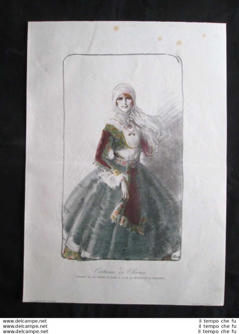 Costume Oliena Offerto Alla Principessa Di Piemonte Maria José Stampa Del 1930 - Andere & Zonder Classificatie