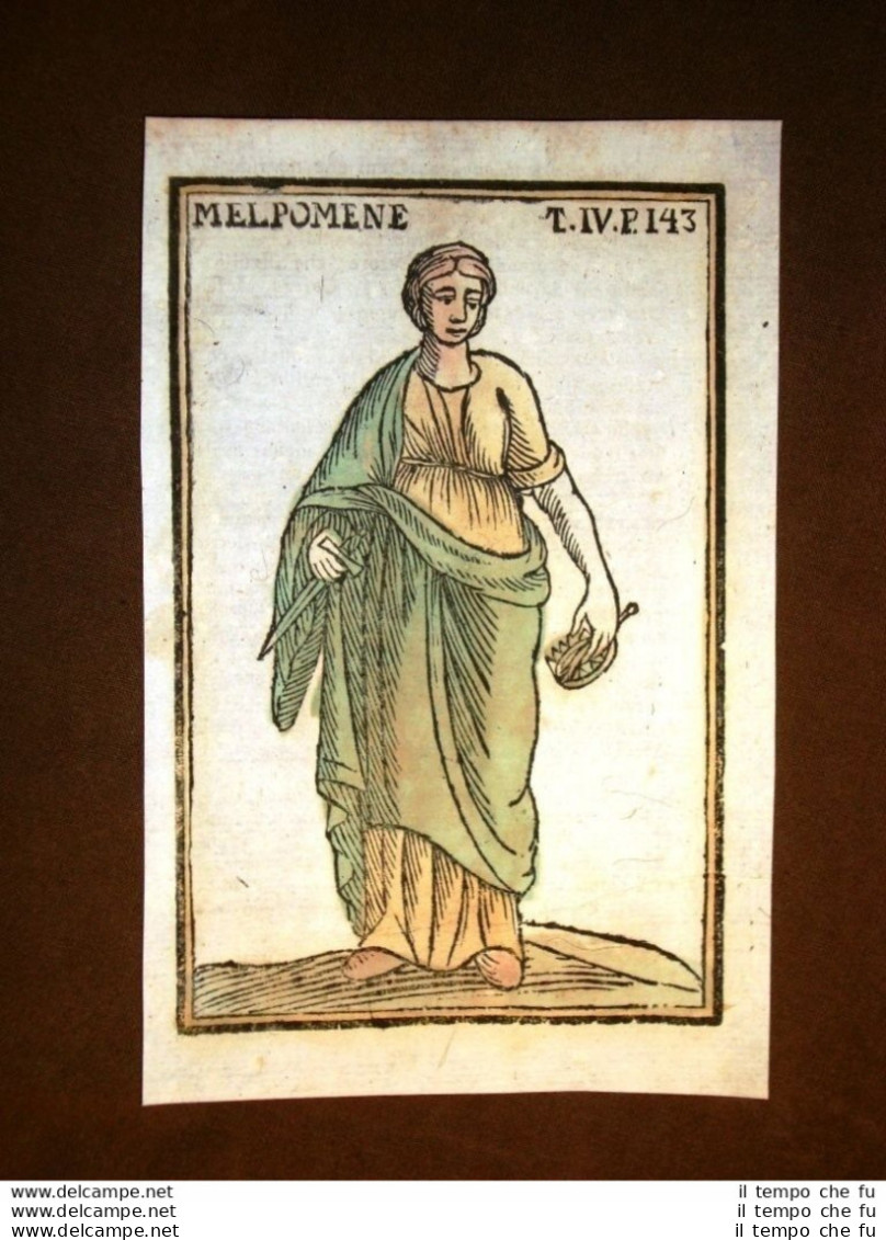 Melpomene Tragedia Settecentina Acquerellata A Mano Del 1785 Andre Declaustre - Estampes & Gravures