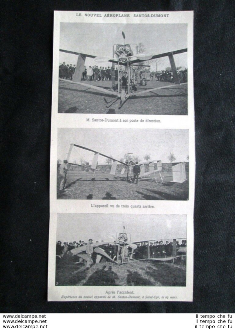L'aeroplano Santos-Dumont - Santos-Dumont Al Posto Di Guida Stampa Del 1907 - Sonstige & Ohne Zuordnung
