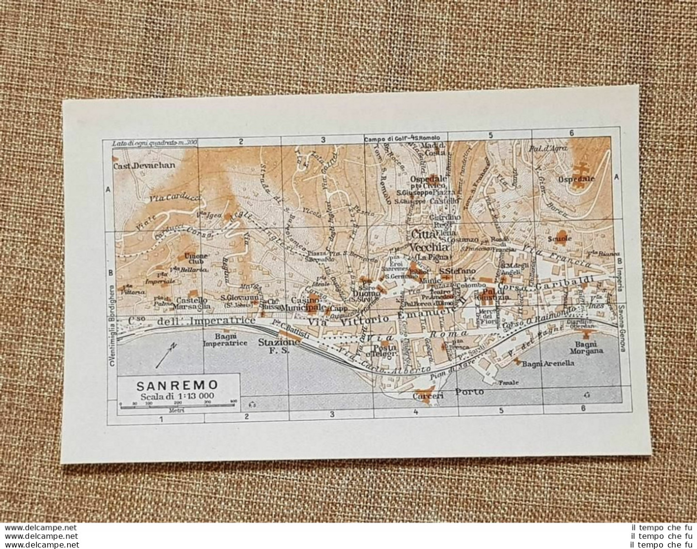 Pianta O Piantina Del 1937 La Città Di Sanremo Liguria T.C.I. - Geographical Maps