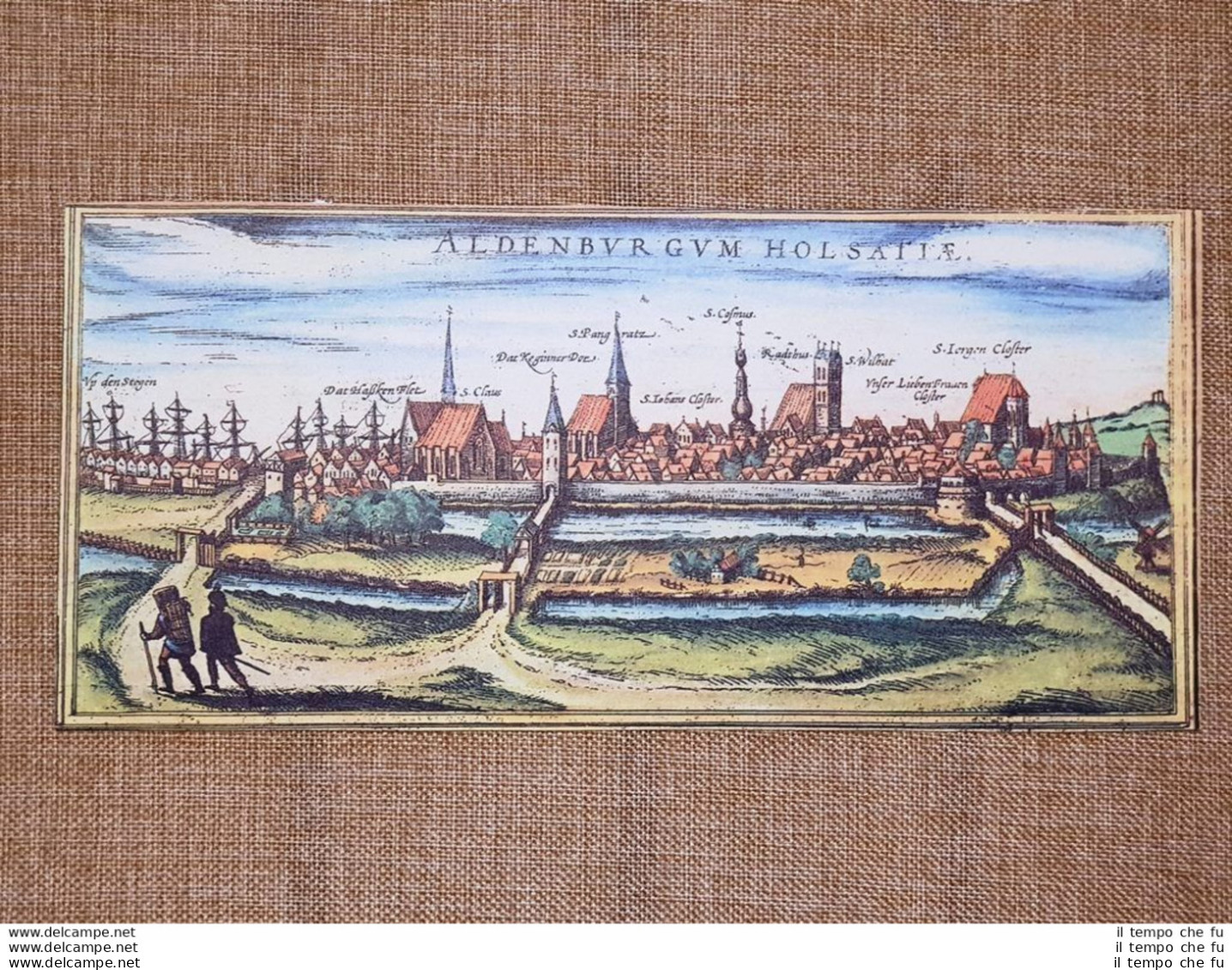 Veduta Aldenburgum Holsatie O Oldenburg Anno 1572 Braun E Hogenberg Ristampa - Cartes Géographiques