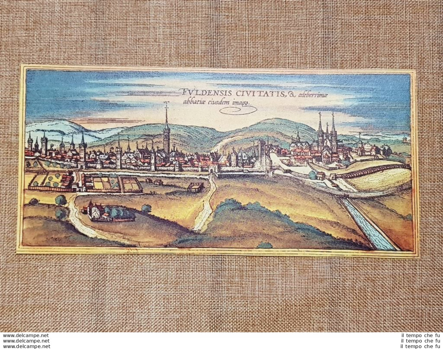 Veduta Della Città  Fulda Assia Germania Anno 1572 Braun E Hogenberg Ristampa - Cartes Géographiques