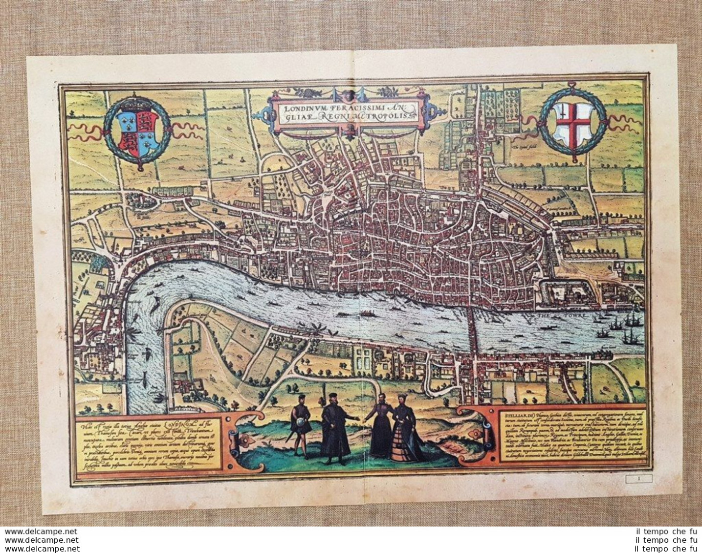 Veduta Della Città  Londra Inghilterra Anno 1572 Braun E Hogenberg Ristampa - Geographical Maps