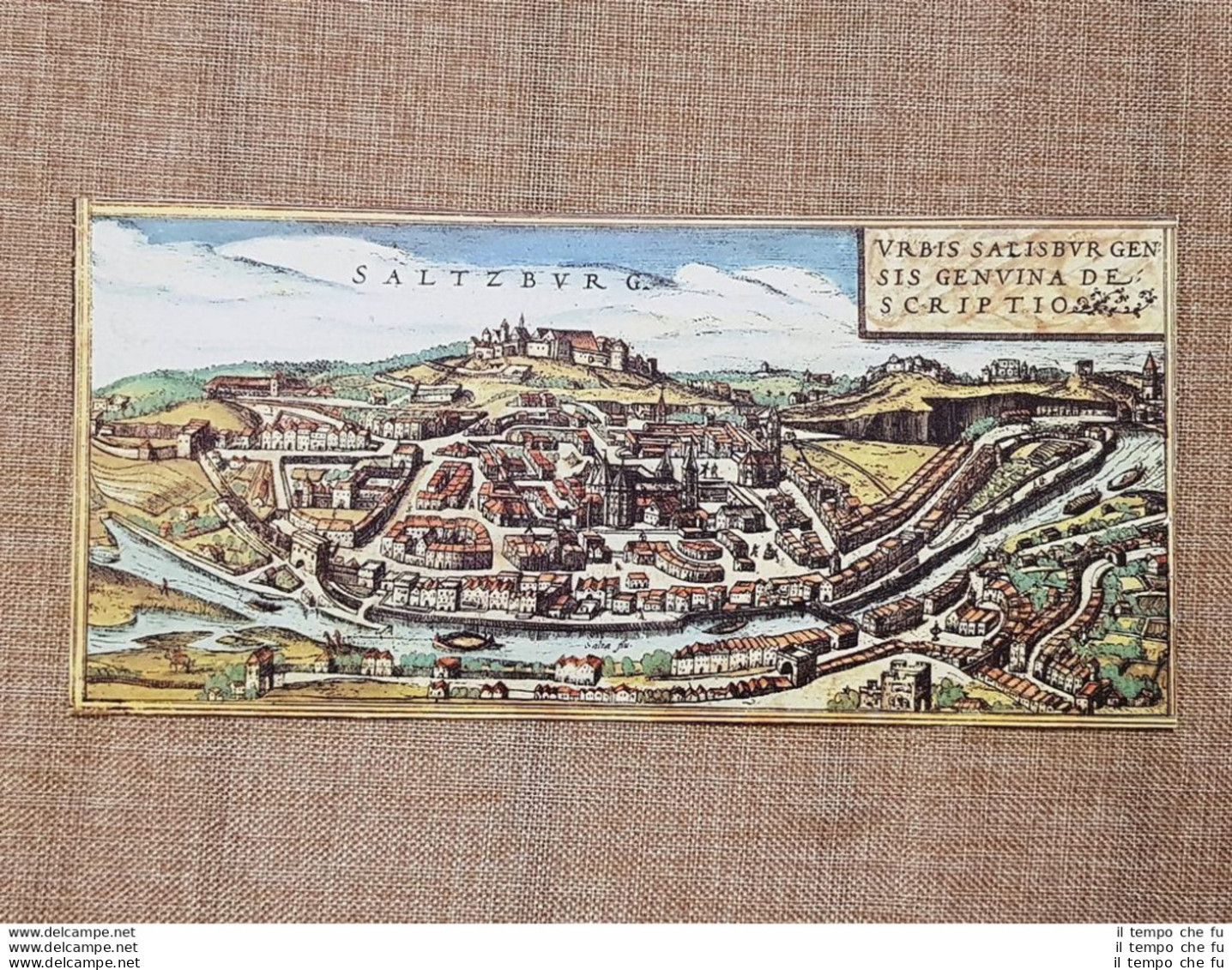 Veduta Città  Salisburgo O Salzburg Austria Anno 1572 Braun E Hogenberg Ristampa - Cartes Géographiques