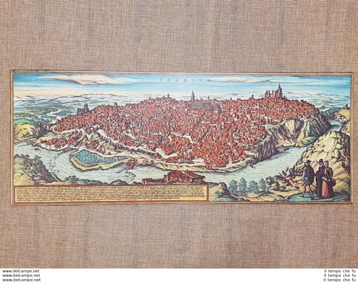 Veduta Città  Toledo Castiglia-La Mancia Spagna 1572 Braun E Hogenberg Ristampa - Cartes Géographiques