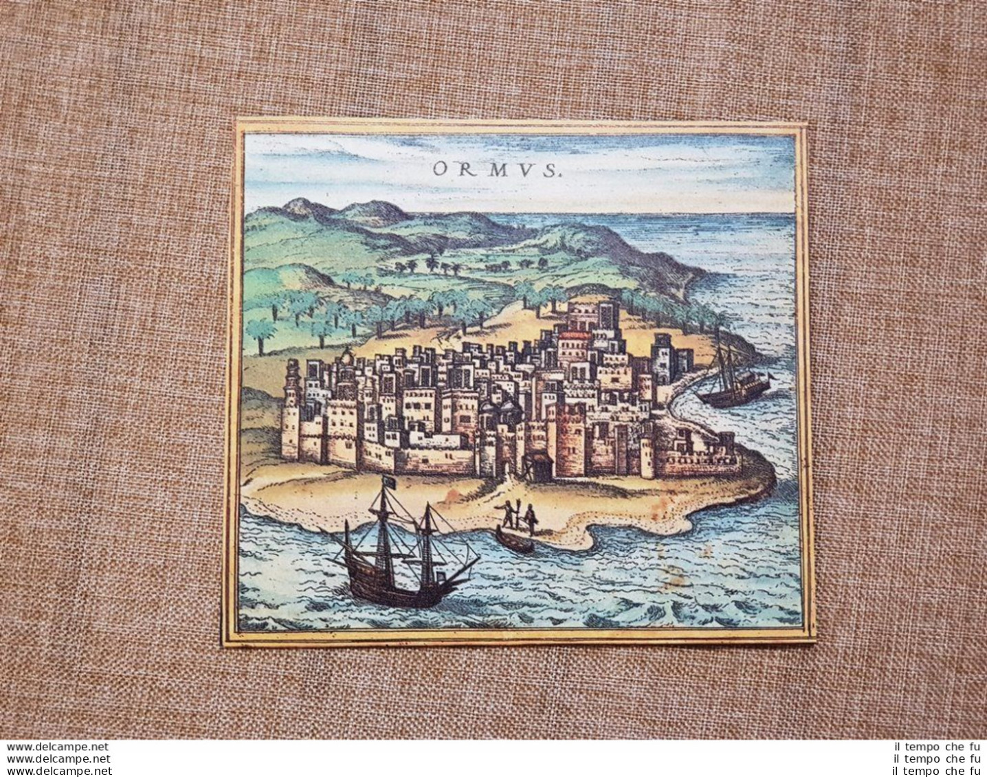 Veduta Della Città Ormus Hormoz Hormuz Iran Anno 1572 Braun E Hogenberg Ristampa - Cartes Géographiques