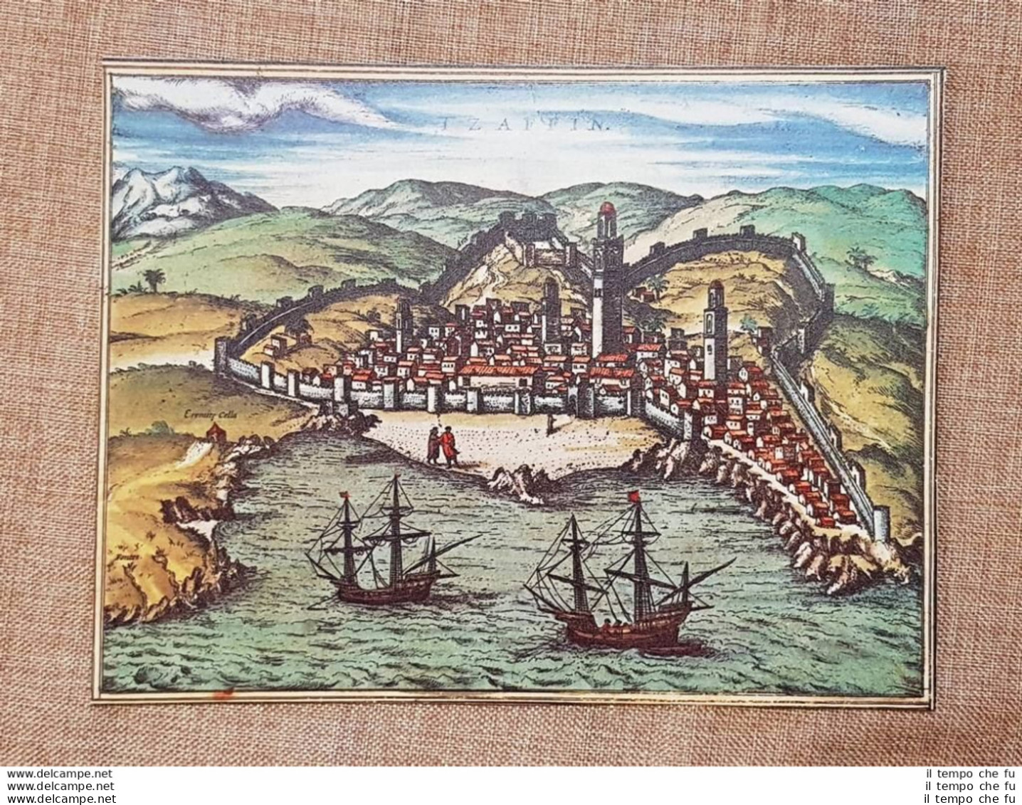 Veduta Della Città  Safi O Tzaffin Marocco Anno 1572 Braun E Hogenberg Ristampa - Mapas Geográficas